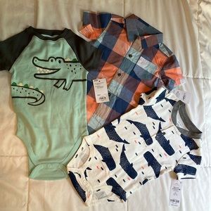 NWT 24m lot - collared romper and two t-shirt onesies